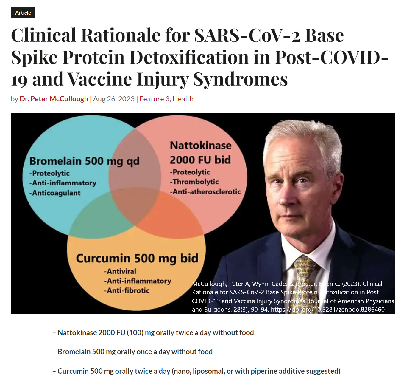 Spike Protein Detoxification Protocol Of Dr Peter McCullough Jeffrey 